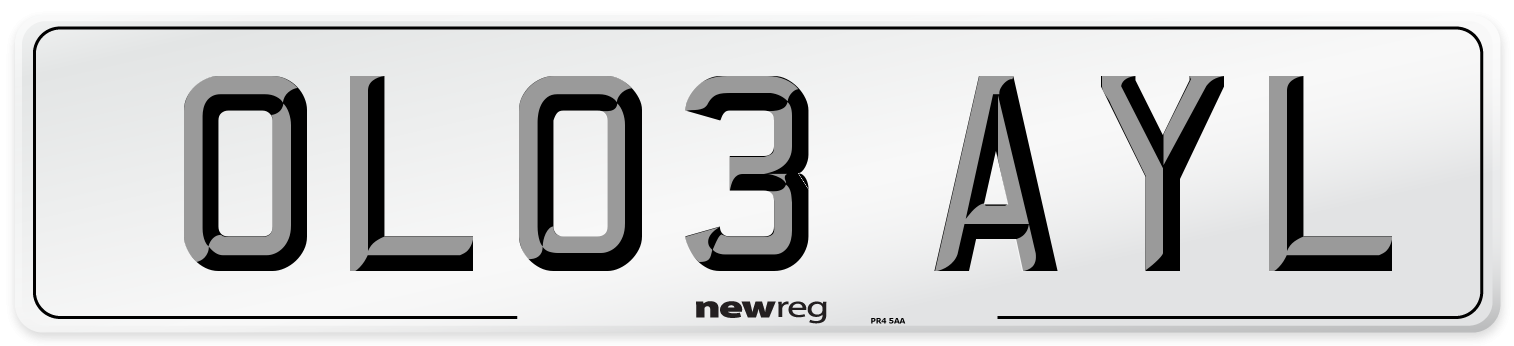OL03 AYL Number Plate from New Reg